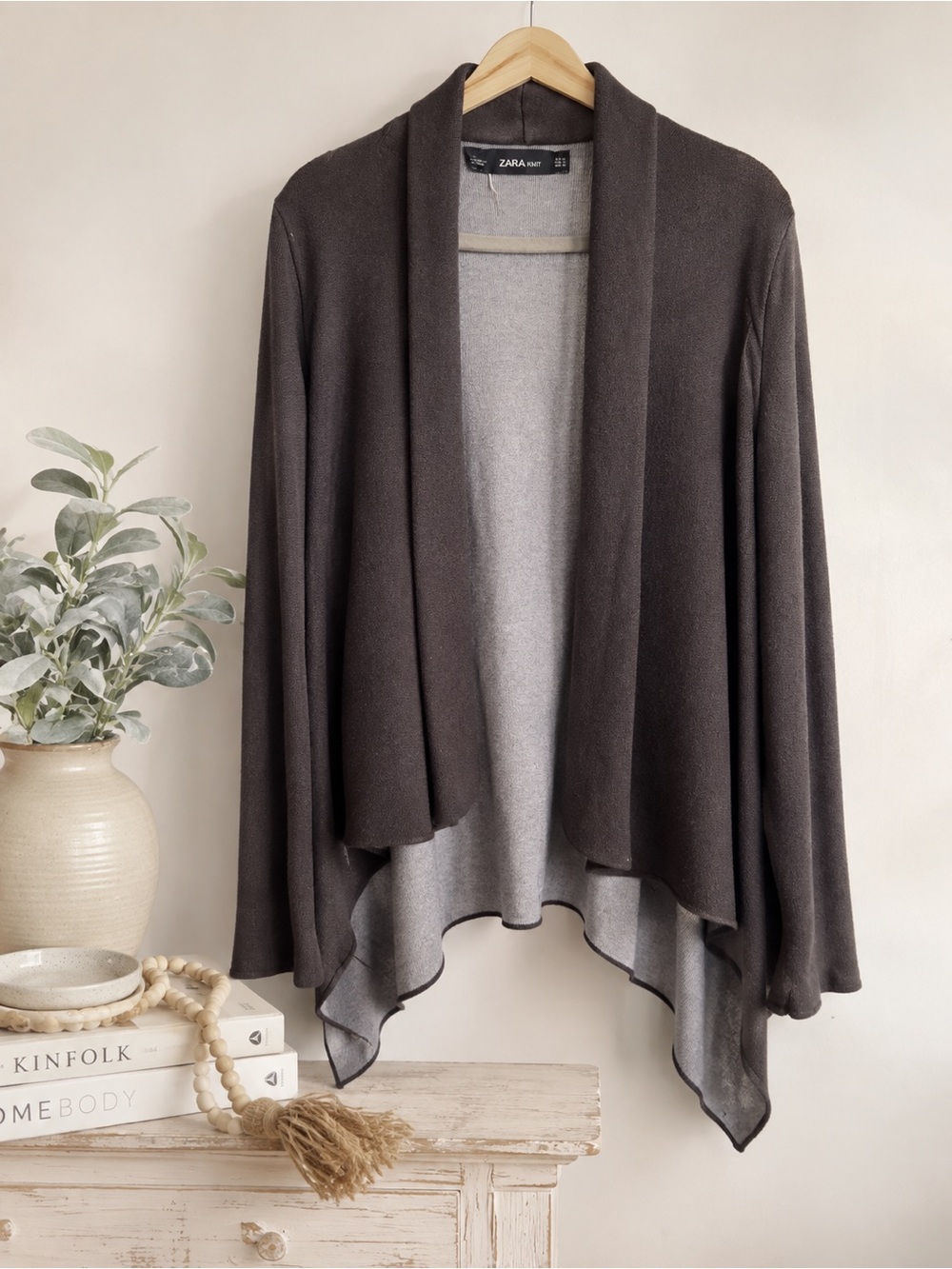 Zara Knit Double Layer Waterfall Open Front Cardigan Size M- NWOT
